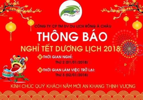 Thông báo lịch nghỉ Tết Dương lịch 2018