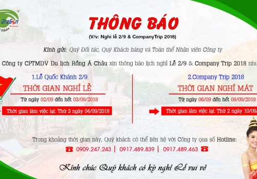 Thông báo nghỉ lễ 2-9 và Company Trip 2018